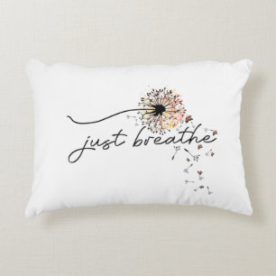 Almofada Decorativa Apenas Respire Dandelion Borboleta Inspiração Yoga