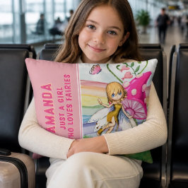 Almofada Decorativa Apenas uma Menina que Ama Fadas Rosa