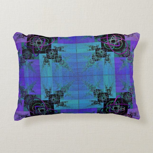 Almofada Decorativa Aqua e Lilac Fractal Joy Travesseiro (Frente)