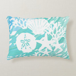 Almofada Decorativa Aqua Ocean Seashell Fish Coral