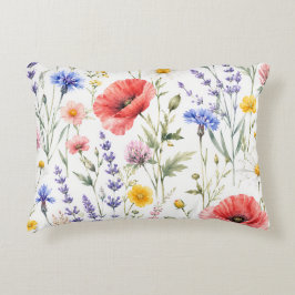 Almofada Decorativa Aquarela Floral de Prado de Flores Silvestres