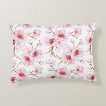Aquarela Flores de Cerejeira Rosa Branco