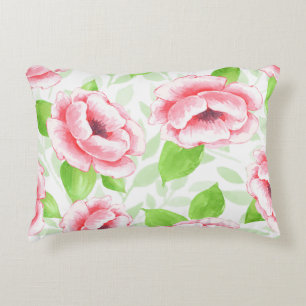 Almofada Decorativa Aquarela Rosa Coral - Floral Romântico