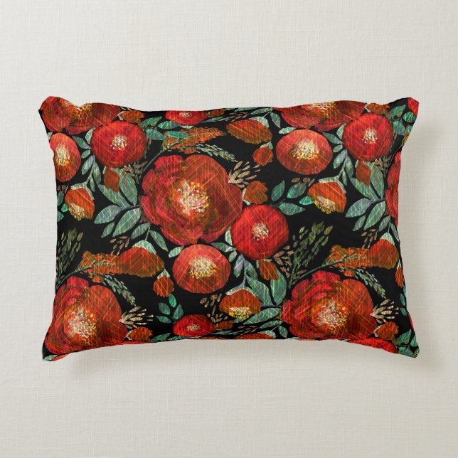 Almofada Decorativa Aquarela, rosas. (Frente)
