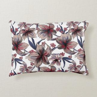 Almofada Decorativa Aquarelas Crimson Floral em Branco