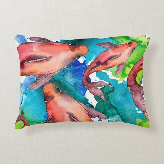 Almofada Decorativa Aquatic fish set. Red sea and exotic fishes inside (Frente)