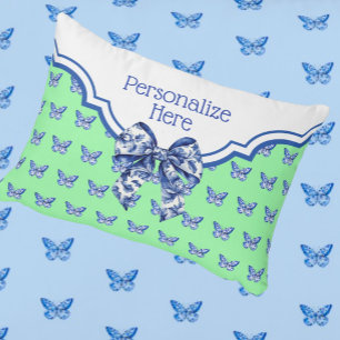 Almofada Decorativa Arco de Borboleta Branca Azul Vintage Personalizad