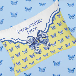 Almofada Decorativa Arco de Borboleta Branca Azul Vintage Personalizad