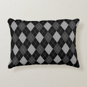 Almofada Decorativa Argyle preto e Cinza