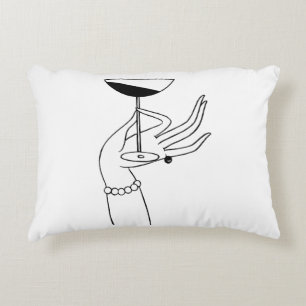 Almofada Decorativa Art Deco Lady segurando vidro de champanhe