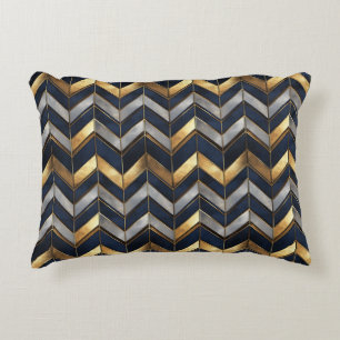 Almofada Decorativa "Art Deco Luxury Design: Dourado, Prata e Azul