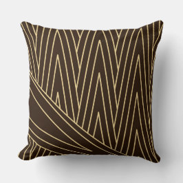 Almofada Decorativa Art Déco Marrom Escuro e Doura