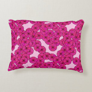 Almofada Decorativa Art Deco - padrão de flores - magenta a rosa