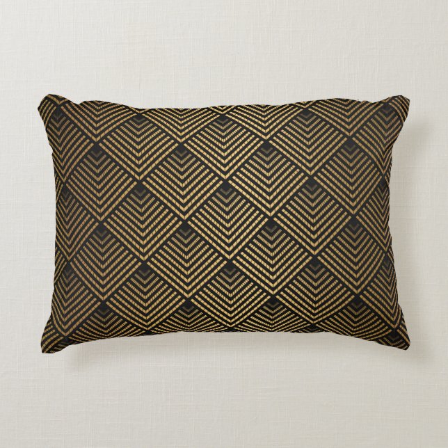 Almofada Decorativa Art Deco Pattern. Serralheiro preto sem costura e  (Frente)