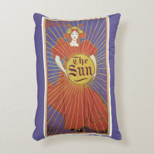 Almofada Decorativa Art Nouveau Antiga, Jornal New York Sun