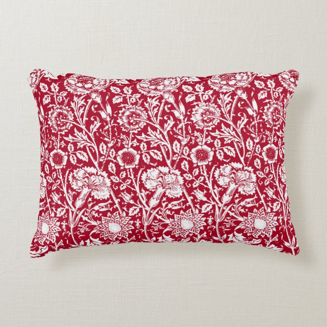 Almofada Decorativa Art Nouveau Carnação Damask, Red and White (Frente)