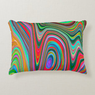 Almofada Decorativa Arte Abstrata Groovy Vermelha, Verde e Azul Trippy