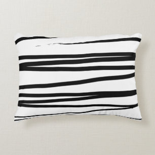 Almofada Decorativa Arte Abstrato das Linhas Negras e Brancas Modernas