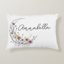 Arte Celestial Personalizada Floral Crescente Lua