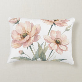Almofada Decorativa Arte de Buquê de Aquarela Floral Rosa Suave