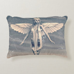 Almofada Decorativa Arte de Chuva de Arco-Íris Anjo Guardião Vintage