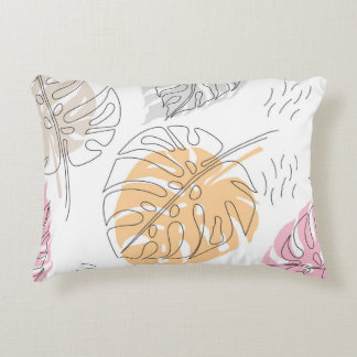 Almofada Decorativa Arte de Desenho de Linha Monstera Exótica