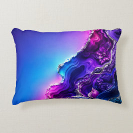 Almofada Decorativa Arte de Geodo de Ágata Azul Roxo | Abstrato de Már