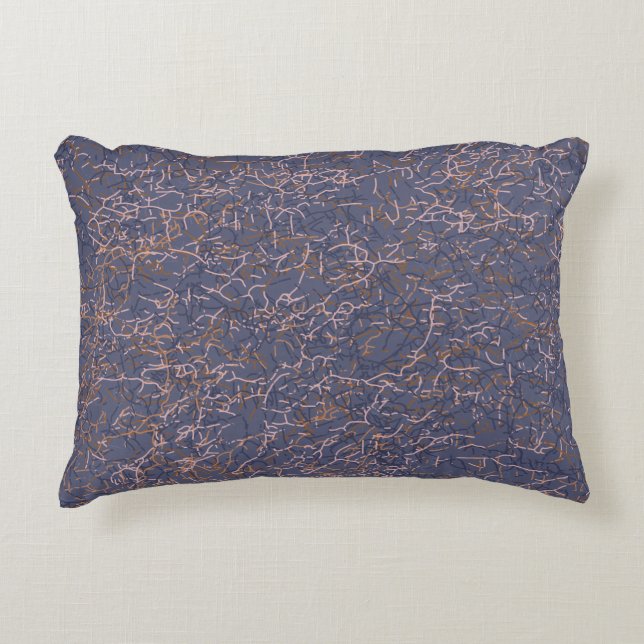 Almofada Decorativa Arte de Linha Abstrata Simples Padrão Azul (Frente)