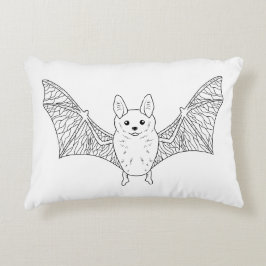 Almofada Decorativa Arte de Linha de Morcego Fofo Arte de Halloween