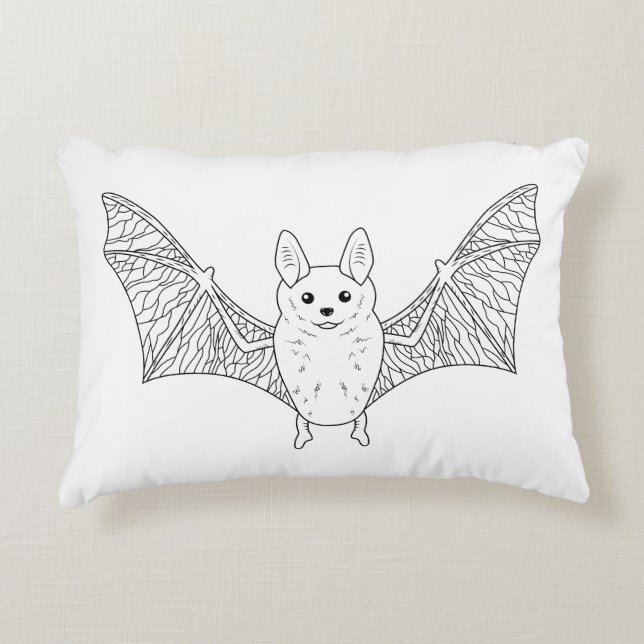 Almofada Decorativa Arte de Linha de Morcego Fofo Arte de Halloween (Frente)