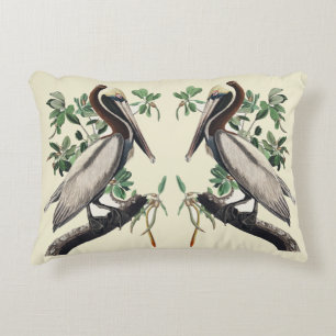 Almofada Decorativa Arte de Pássaros Costeiros Vintage Audubon Pelican