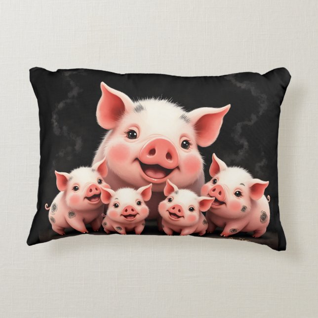 Almofada Decorativa Arte de Porco – Porca Mãe e Leitões (Verso)