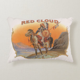 Almofada Decorativa Arte de rótulo de charuto vintage, índio Red Cloud
