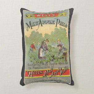 Almofada Decorativa Arte de rótulo de produto vintage, pílulas de May