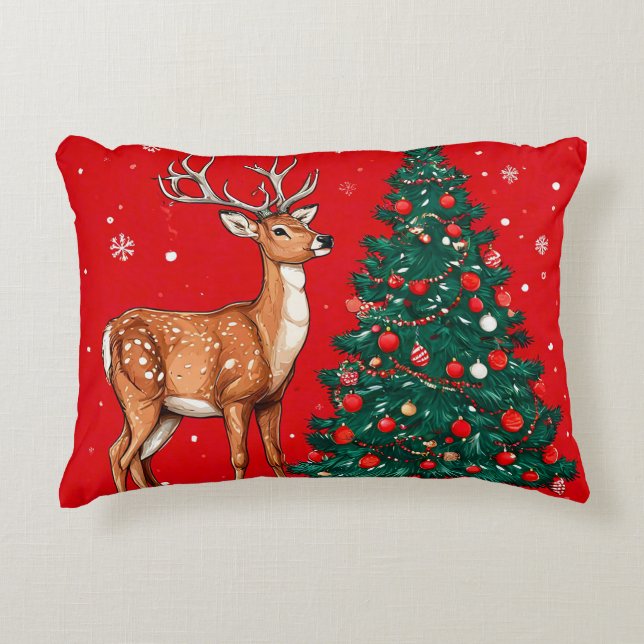 Almofada Decorativa Arte de veado de Natal (Frente)