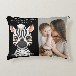 Almofada Decorativa Arte de Zebra Bebê Fofa, Nome da Criança e Mensage