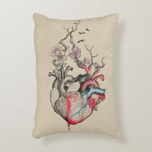Almofada Decorativa Arte do amor Corações anatômicos surreais Flores V