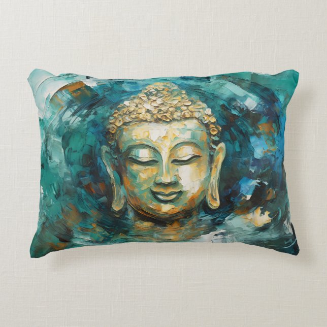Almofada Decorativa Arte Espiritual Tranquilo Buda Aura (Frente)