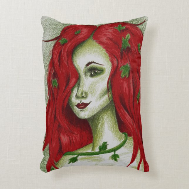 Almofada Decorativa Arte Fantasia Pixie Mulher Ruiva Ninfa Ivy (Frente(Vertical))