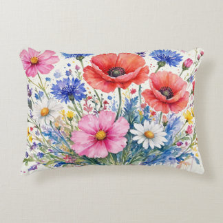 Almofada Decorativa Arte Floral de Buquê de Prado de Flores Silvestres