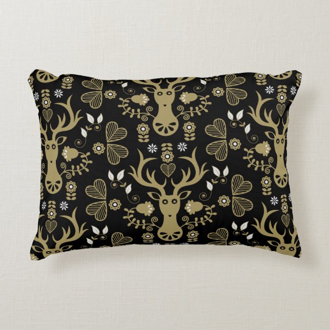 Almofada Decorativa Arte Folclórica Escandinava Moderna de Cervo (Frente)