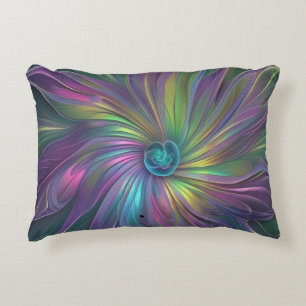 Almofada Decorativa Arte Fractal Abstrata Flor Fantasia Colorida Brilh