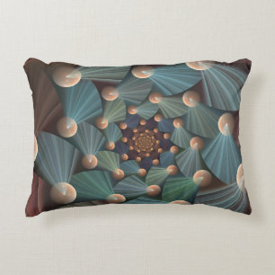 Almofada Decorativa Arte Fractal abstrato com Azul De Chapa Marrom Pro