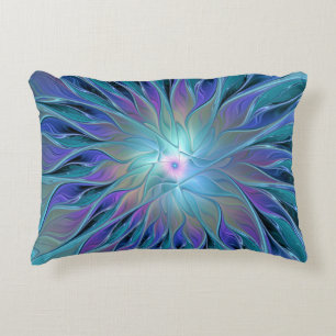 Almofada Decorativa Arte Fractal Abstrato de Sonho Roxo Azul