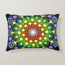 Almofada Decorativa Arte Fractal Floral Dotada Retro Mandala