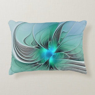 Almofada Decorativa Arte fractal moderno, resumo com azul