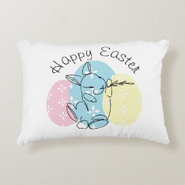 Almofada Decorativa Arte linear de ovos de Páscoa de coelho minimalist