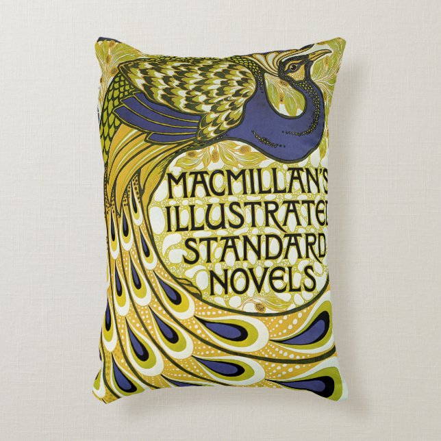 Almofada Decorativa Arte Nova Antiga, Pena de Pavão da Macmillan (Frente(Vertical))