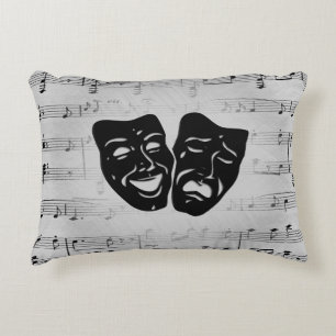 Almofada Decorativa Arte Prateada Une Máscaras de Teatro