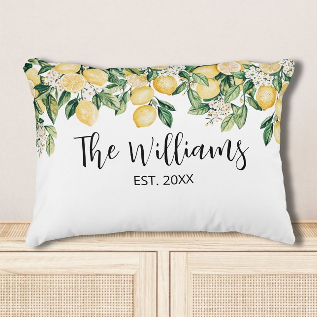 Almofada Decorativa Árvore de limão amarela monograma (In situ)